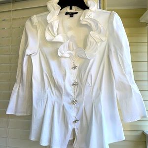 Holiday blouse w Rhinestone buttons